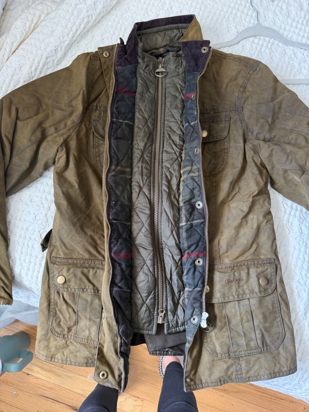 Barbour Ashley Waxed Jacket with Quilted Liner size U.S. 8 - Picture 5 of 10